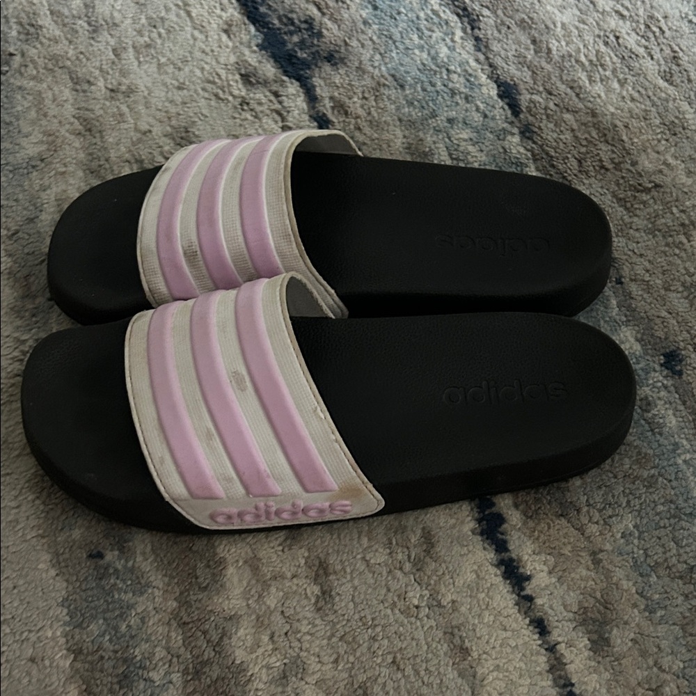 Adidas Women's Light Pink and Black Sandals